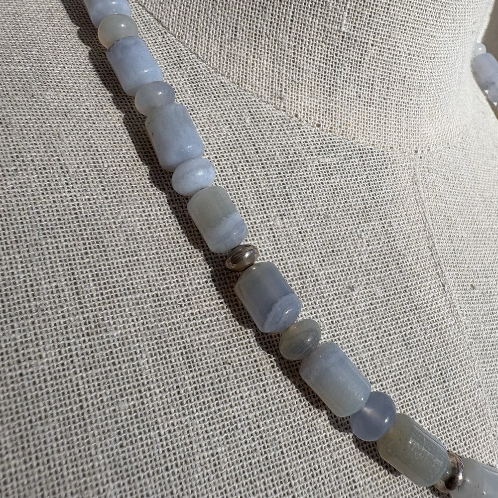 Jay King Blue Lace Agate Necklace Sterling Silver Clasp - Picture 5 of 12